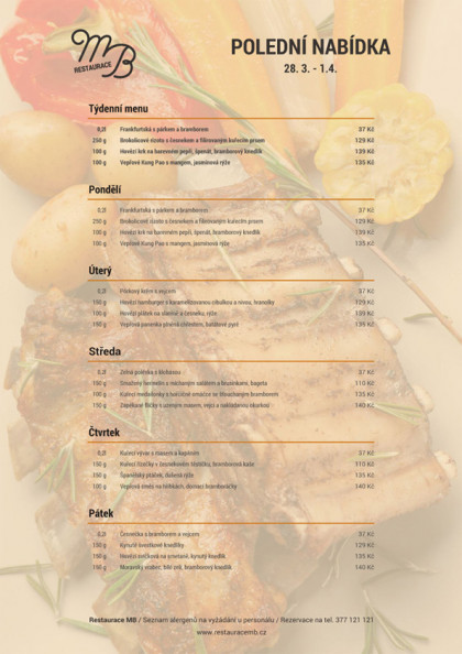 Dining menu example